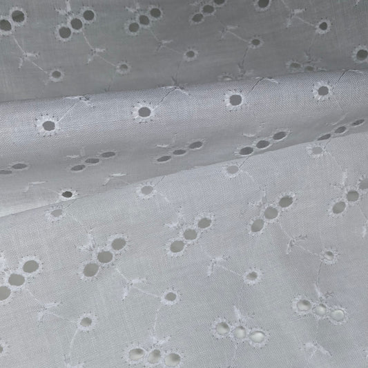 Embroidered Cotton Eyelet - White