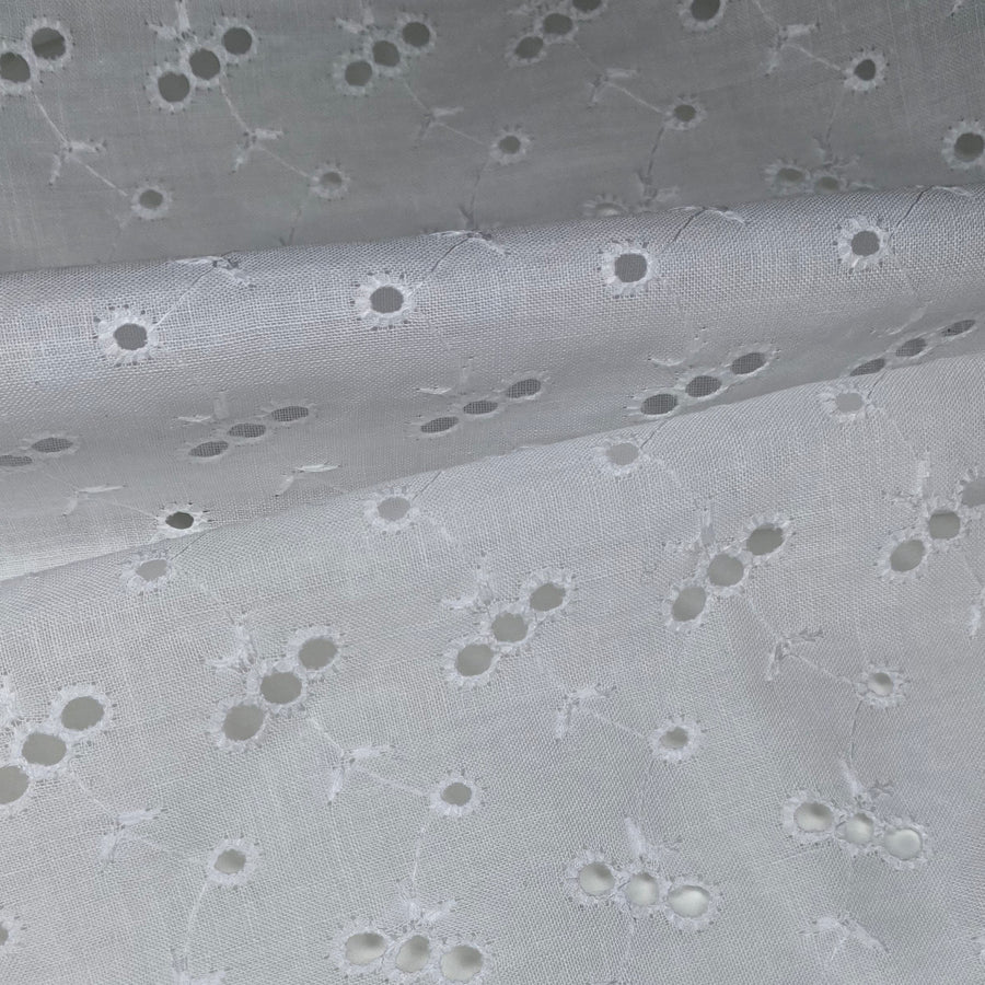Embroidered Cotton Eyelet - White