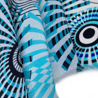 Printed Polyester Chiffon - Circles - White/Blue