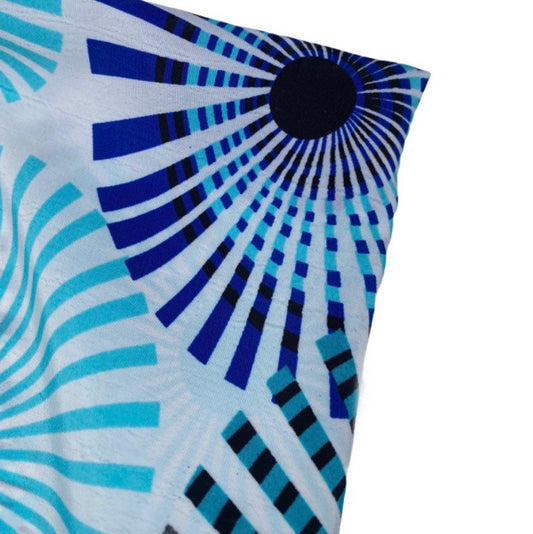 Printed Polyester Chiffon - Circles - White/Blue