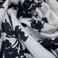 Floral Rayon/Polyester - Black/White