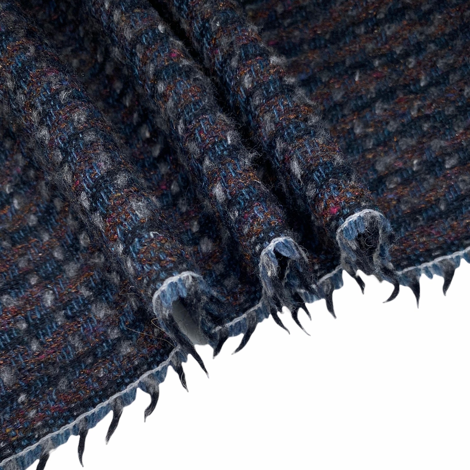 Wool Tweed Coating - Blue/Purple/Copper