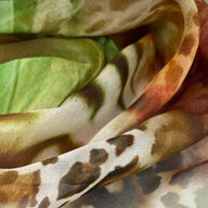 Printed Silk Chiffon - Abstract Animal Print - Brown/Green