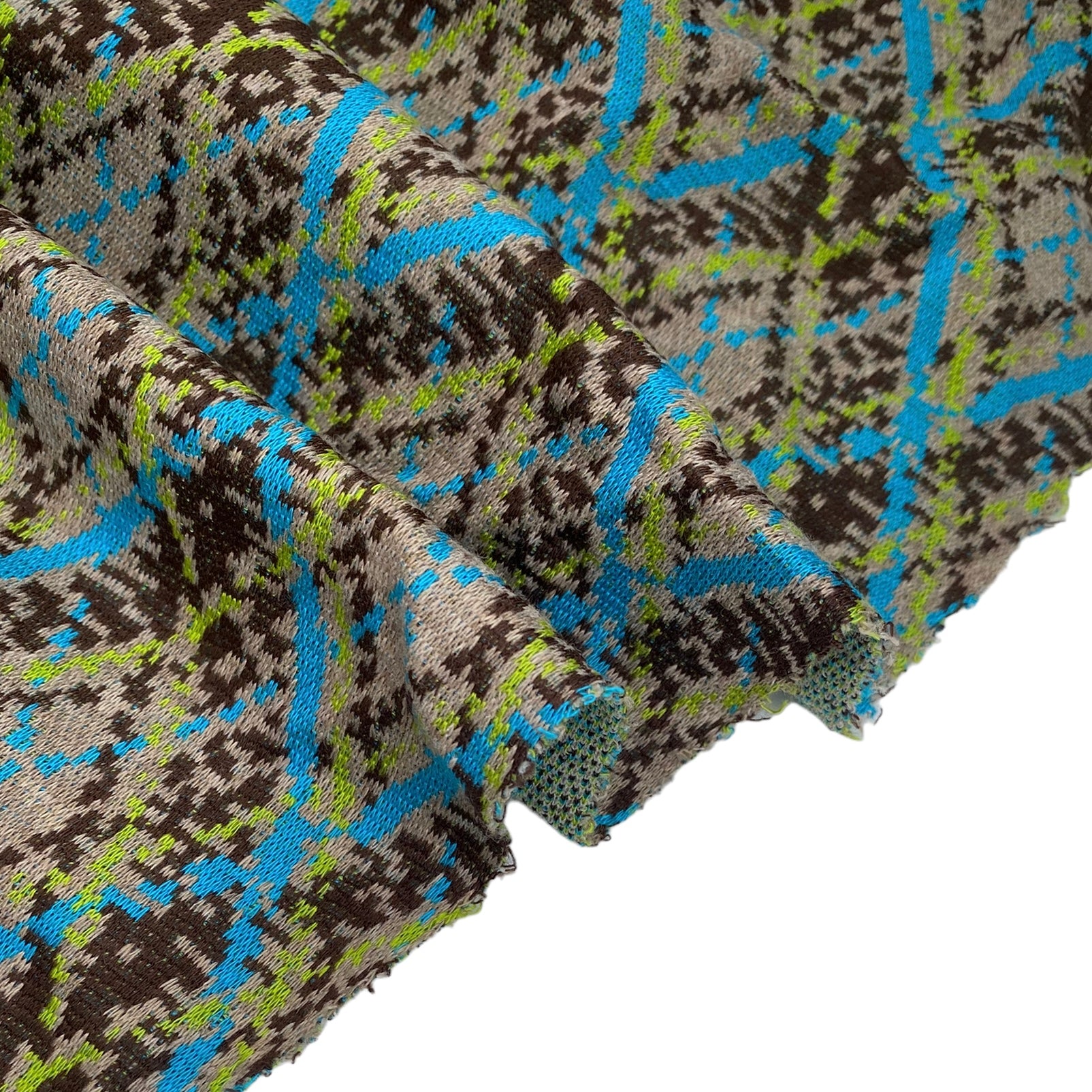 Patterned Polyester Knit - Argyle -  Green/Blue/Brown