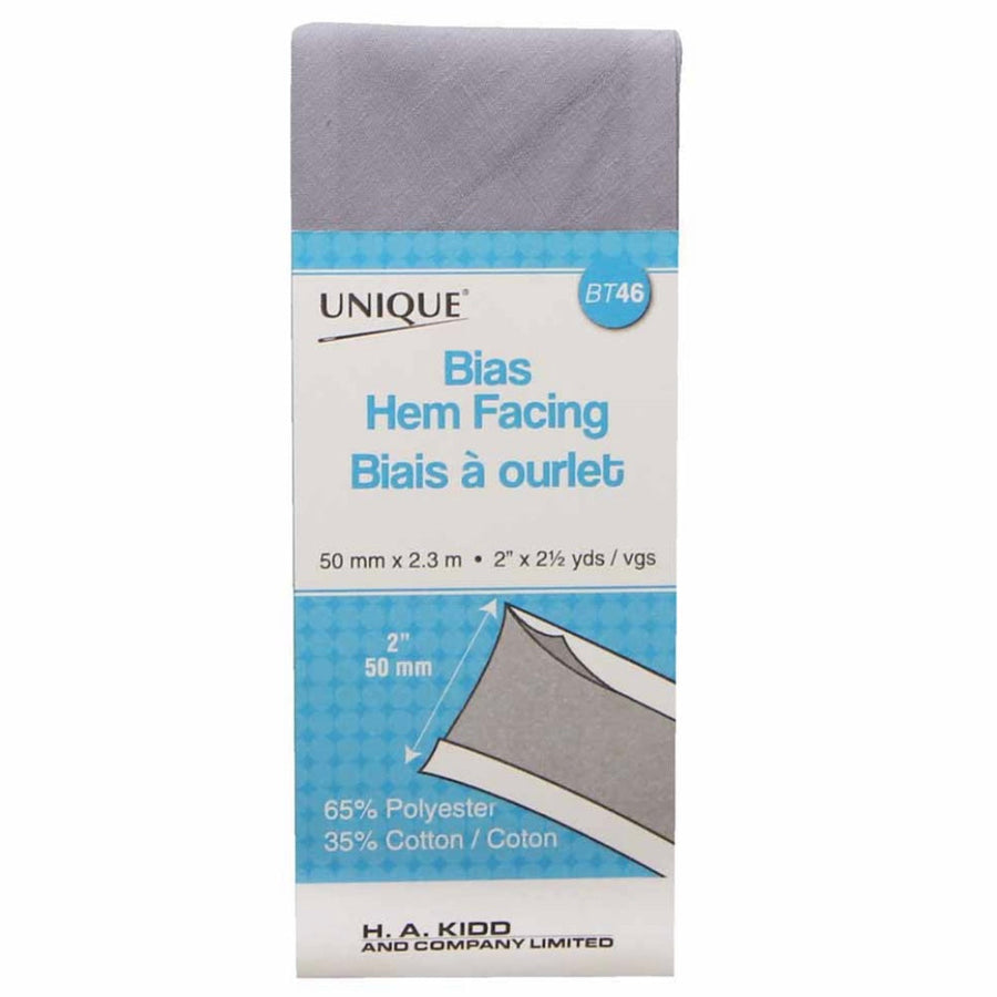 Bias Hem Facing - 50mm x 2.3m - Silver