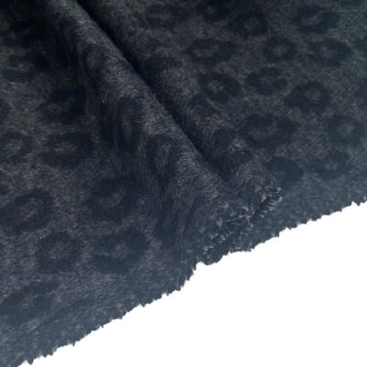 Wool Blend Coating - Cheetah - Grey/Black
