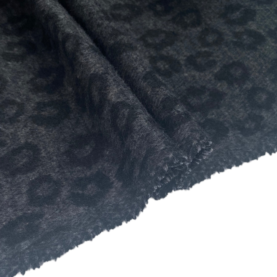 Cheetah Patterned Wool Blend Coating - Grey/Black