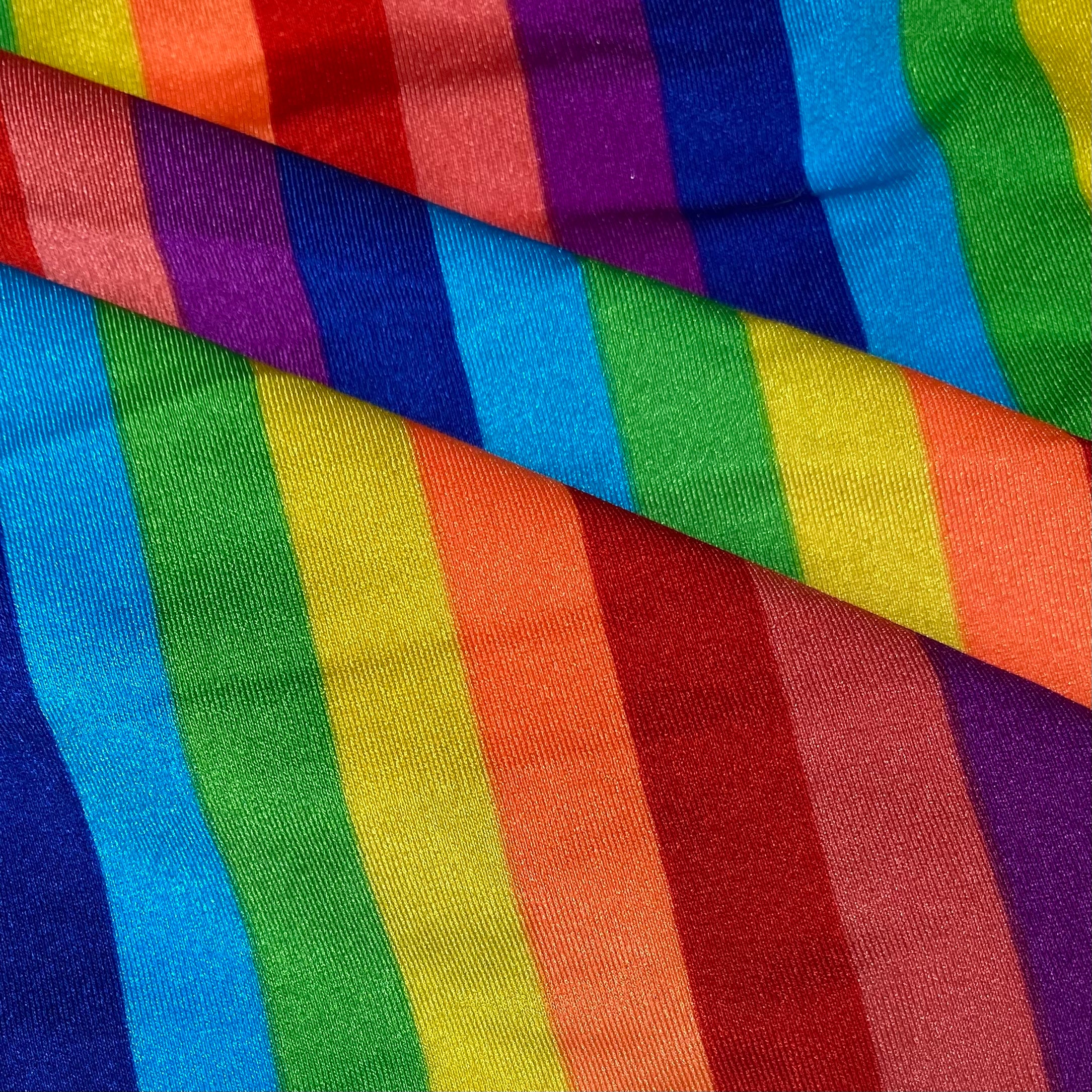 Striped Nylon Spandex - Rainbow