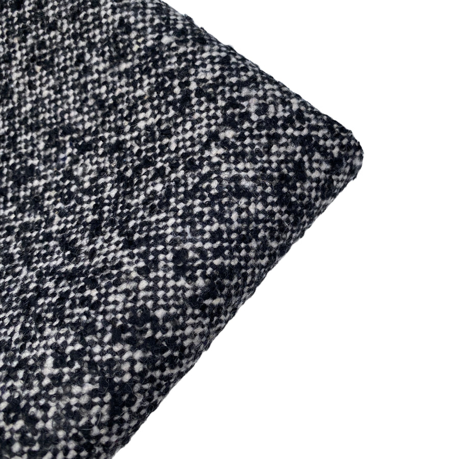 Pre-Interfaced Tweed Wool Coating - Black/White