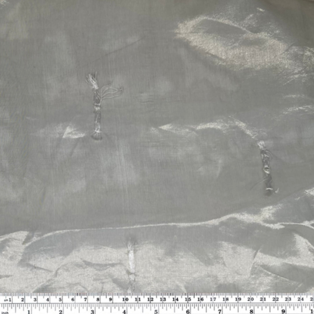 Embroidered Silk Organza - Silver/White