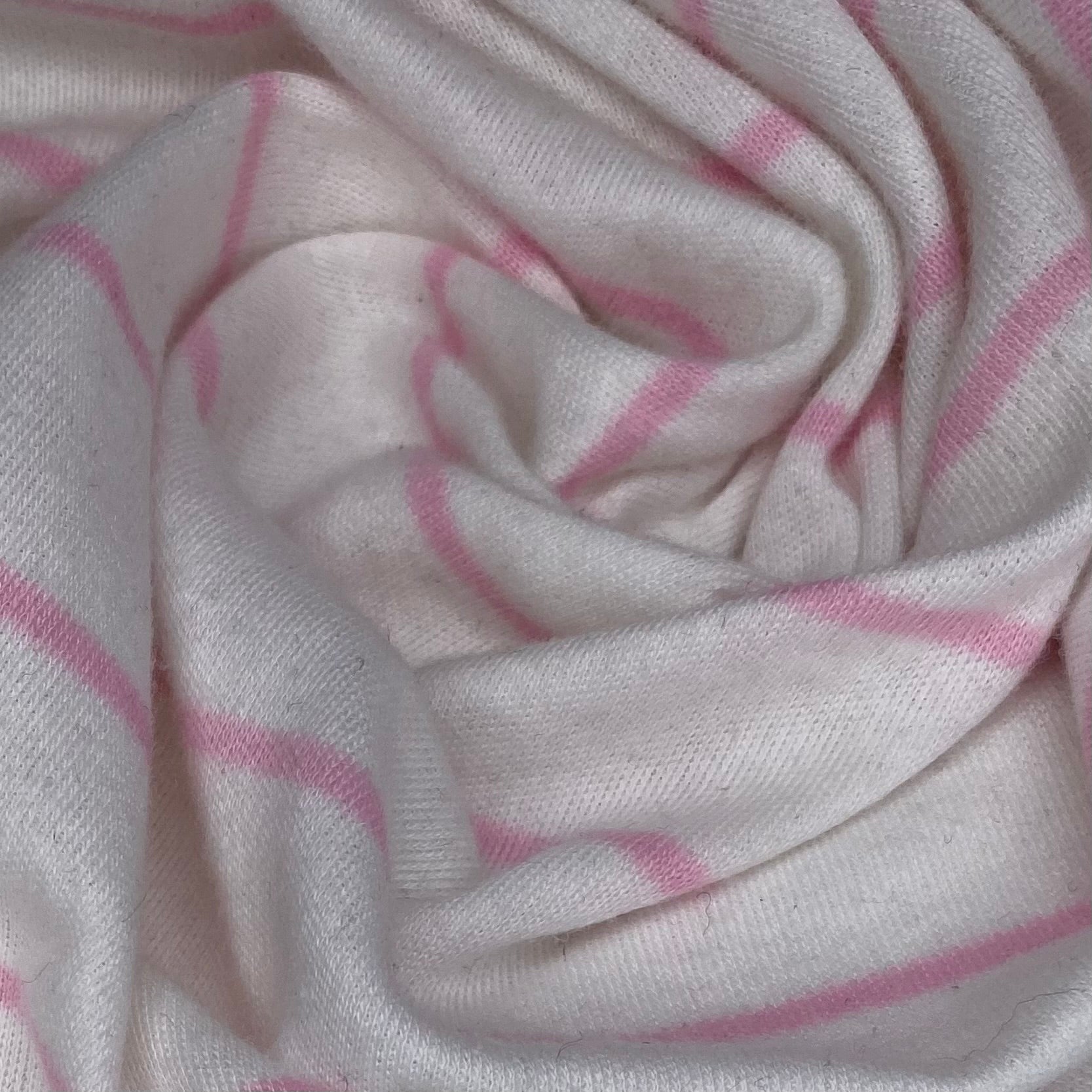 Striped Mercerized Cotton Knit - 68” - White/Pink