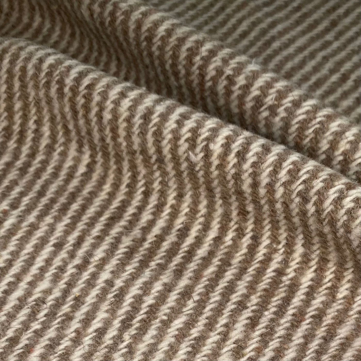 Diagonal Striped Wool Coating - Cream/Beige