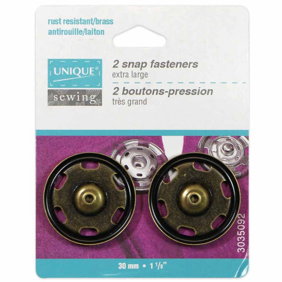 Sew On Snap Fasteners - 30mm (1 1/8″) - 2 sets - Brass