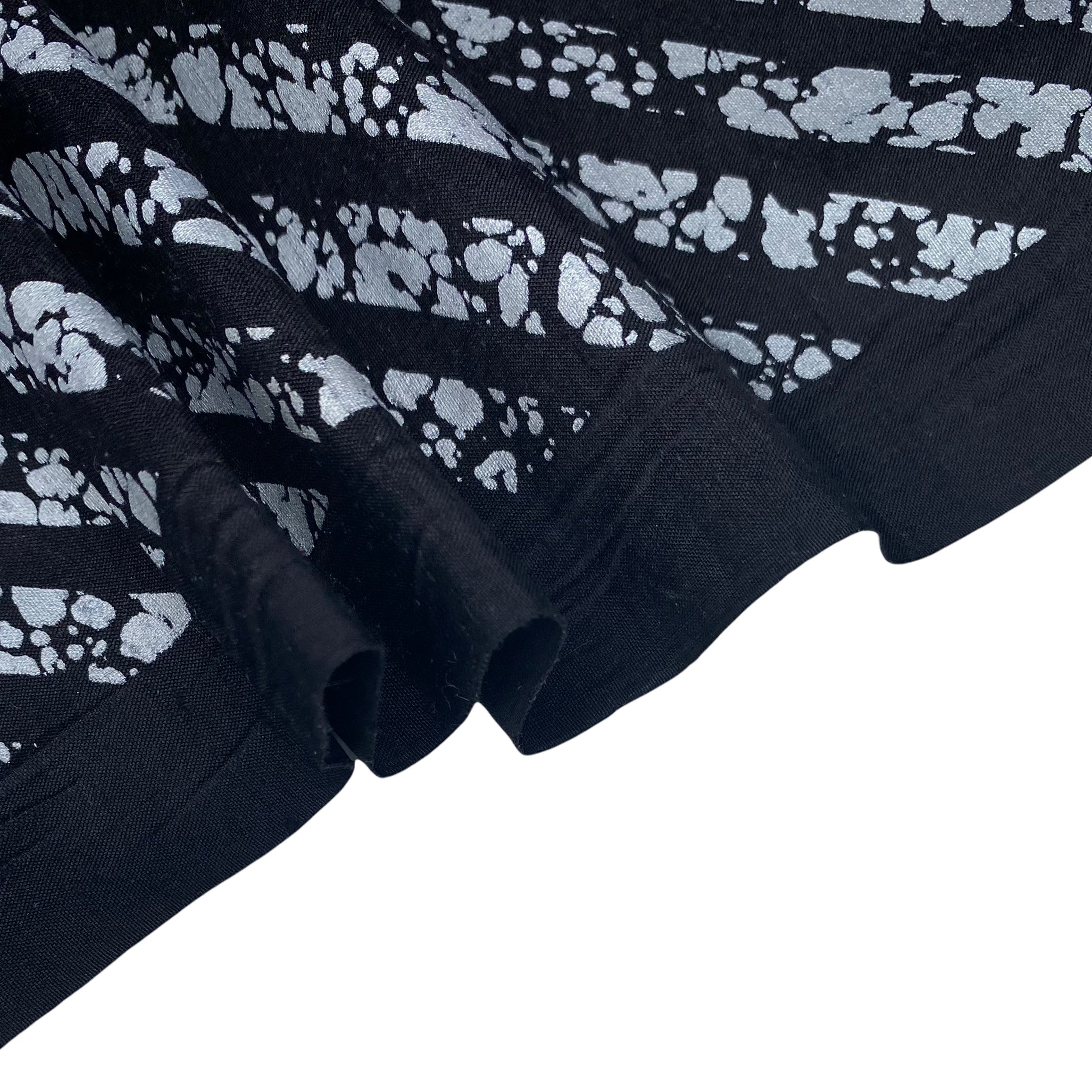 Striped Silk Shantung - Black/Silver