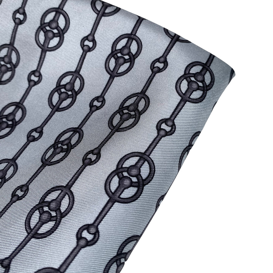 Printed Silk Twill - Chain Print - Silver/Black - Remnant