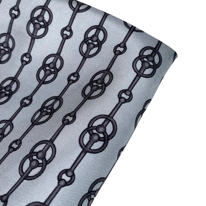 Printed Silk Twill - Chain Print - Silver/Black