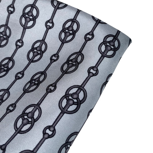 Printed Silk Twill - Chain Print - Silver/Black