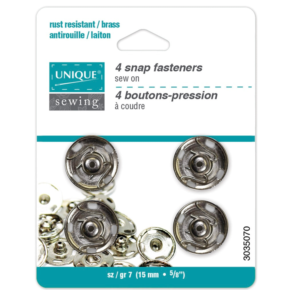 Sew On Snap Fasteners - 15mm (5/8″) - 4 sets - Nickel