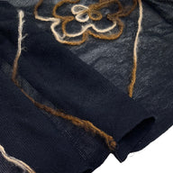 Embroidered Floral Stretch Mesh - Black/Brown