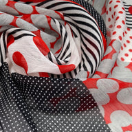 Polka Dot Crinkled Polyester Chiffon - 58” - White/Black/Red/Grey