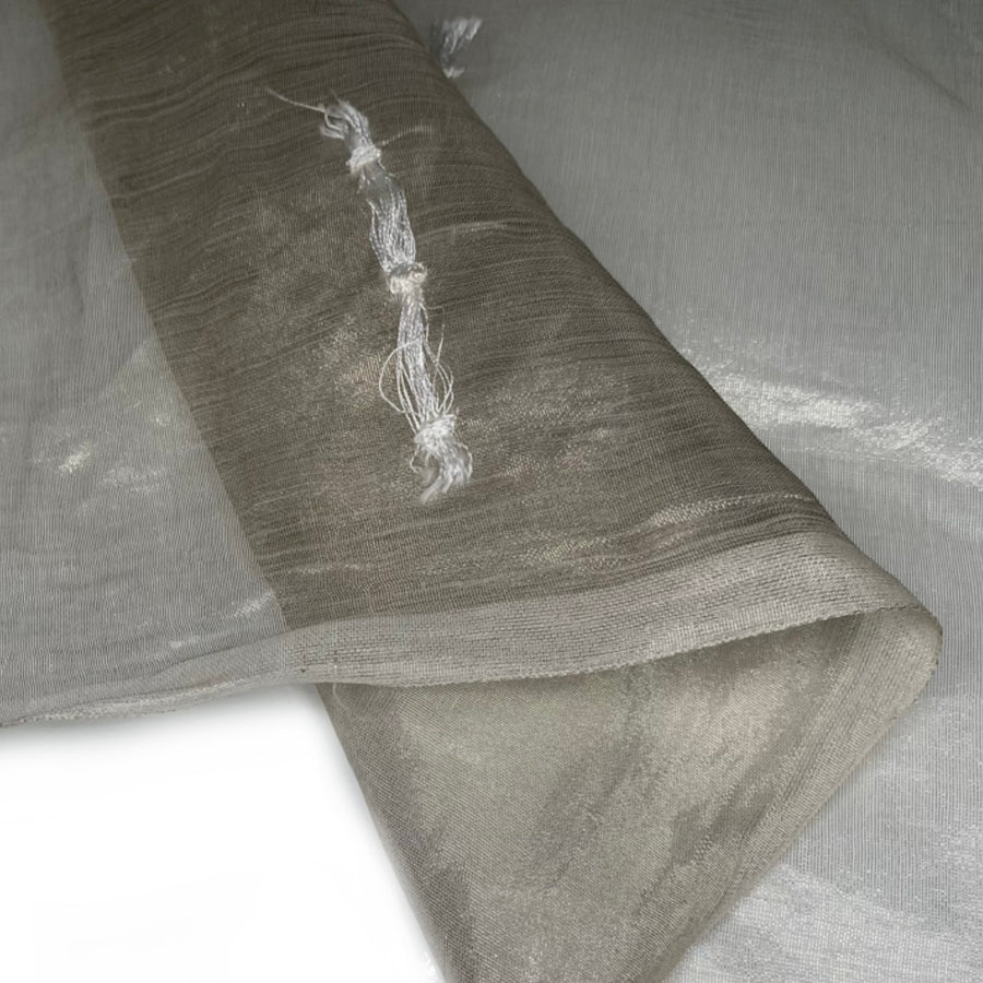 Embroidered Silk Organza - Silver/White