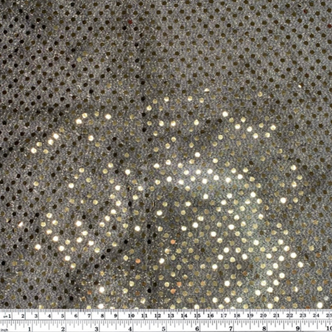 Faux Sequin Shiny Confetti Dot Knit - 48” - Gold/Black