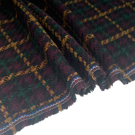 Plaid Coating - Wool Blend - Black/Brown/Purple/Green