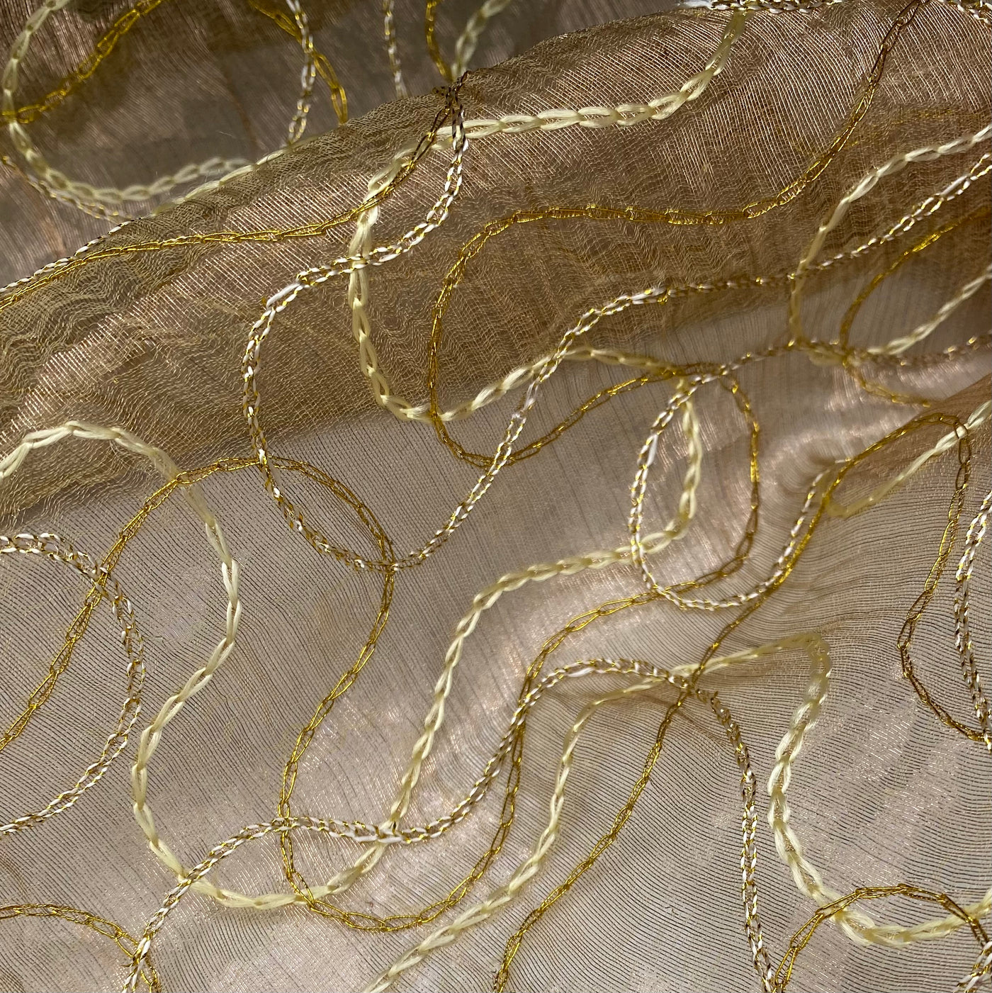 Embroidered Silk Organza - Gold