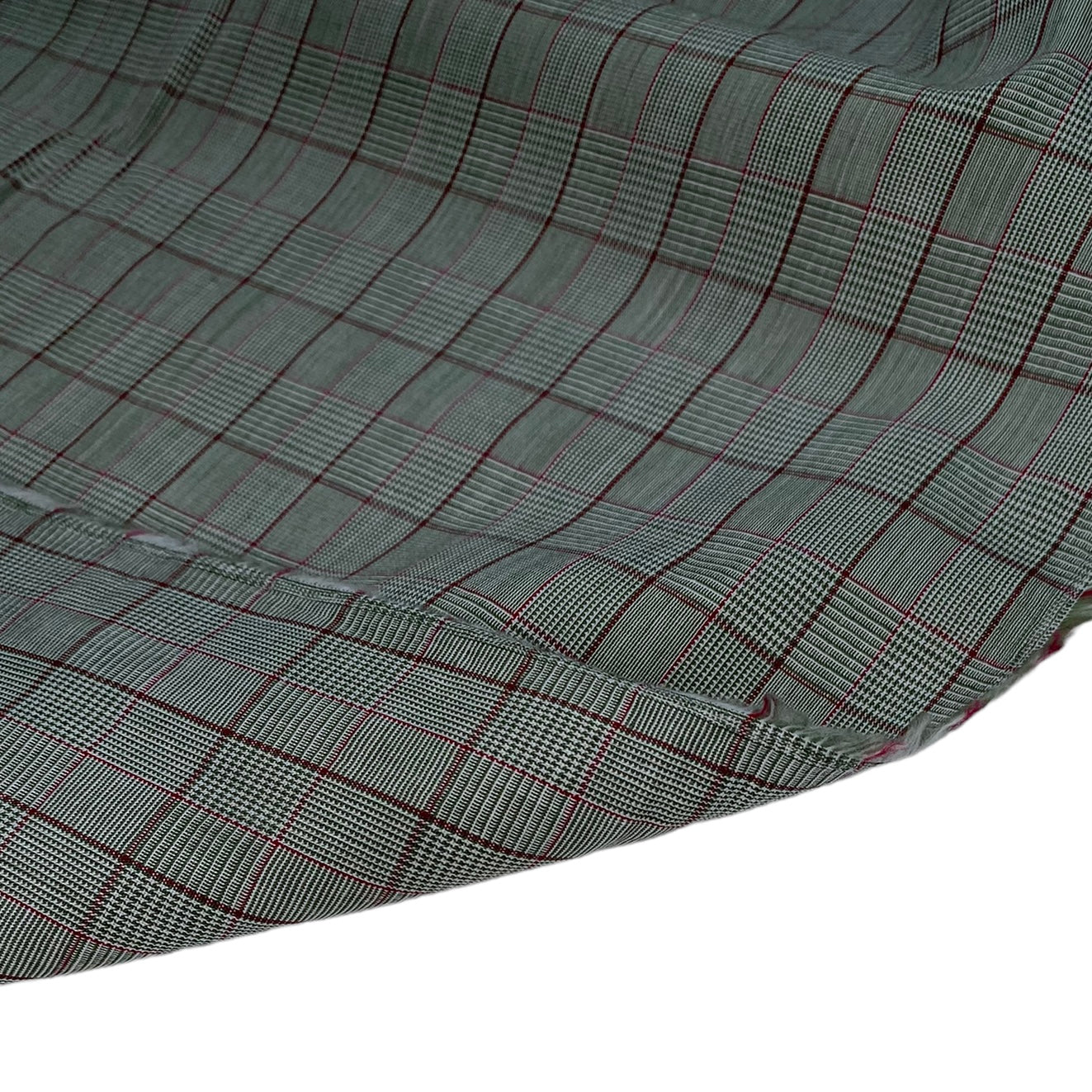 Yarn Dyed Cotton Plaid - Remnant - Green/White/Red