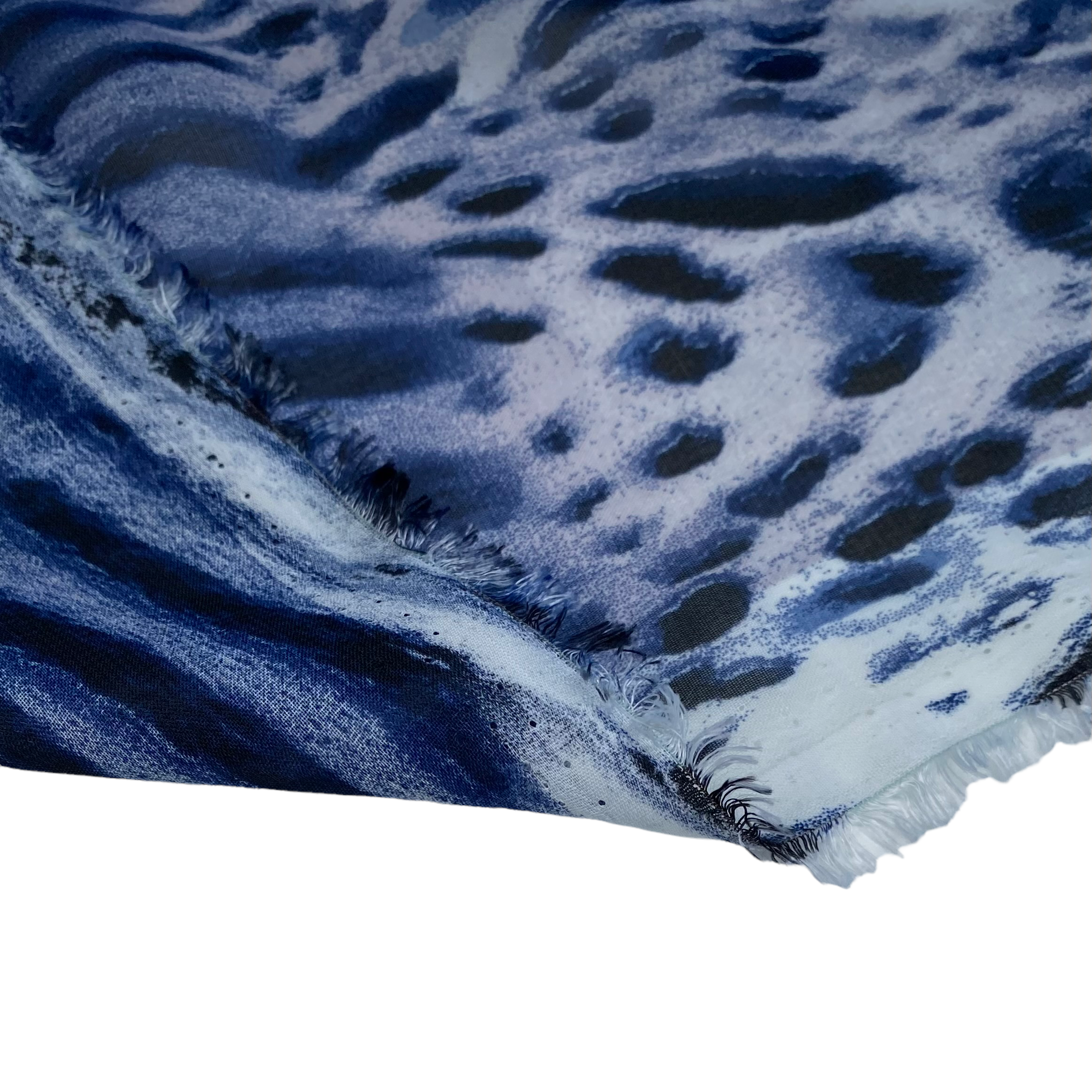 Striped Animal Print Polyester Chiffon - Striped Animal Print Blue