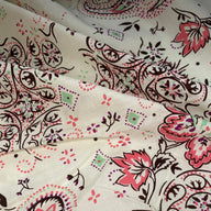 Printed Cotton Voile - Floral/Paisley - Beige/Brown/Pink