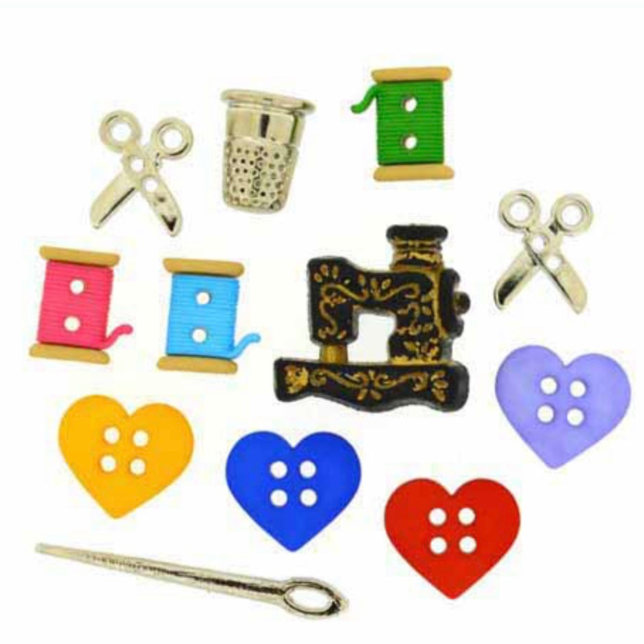 Novelty Buttons - For the Love of Quilting - 12 pcs