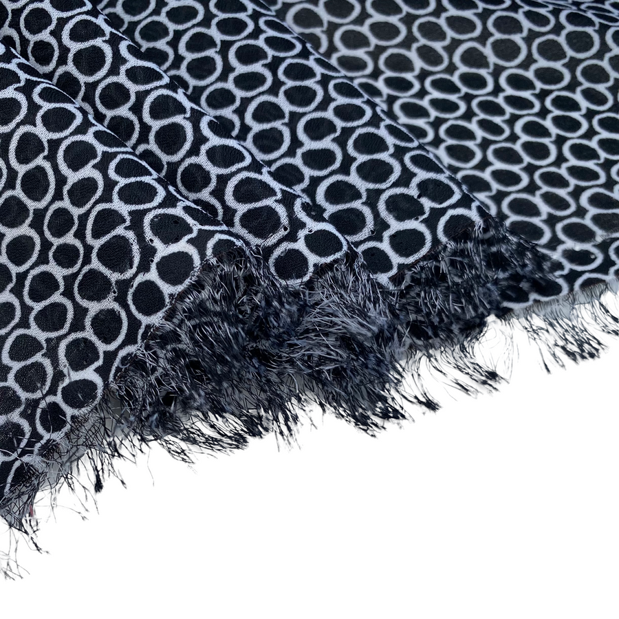 Printed Polyester Chiffon - Circles - Black/White