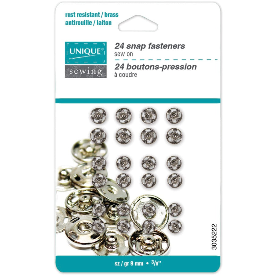 Sew On Snap Fasteners - Assorted 5mm/6mm/7mm - 24  sets - Black