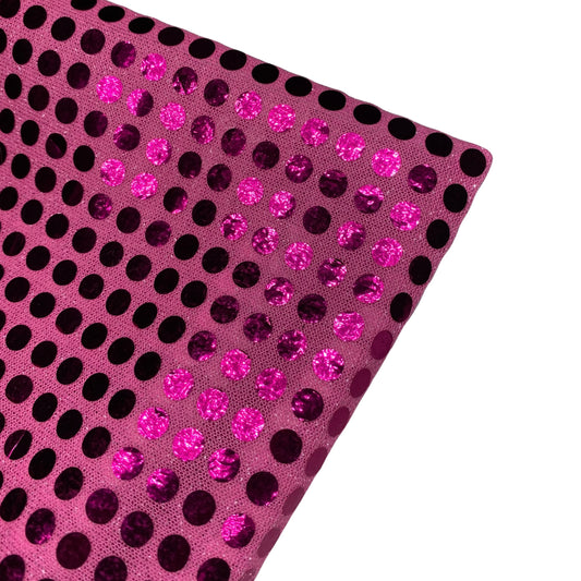 Faux Sequin Large Shiny Confetti Dot Knit - 46” - Hot Pink