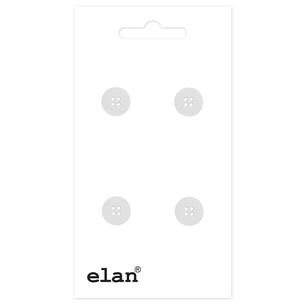 Four Hole Plastic Button - 14mm (1/2”) - White - 4 count