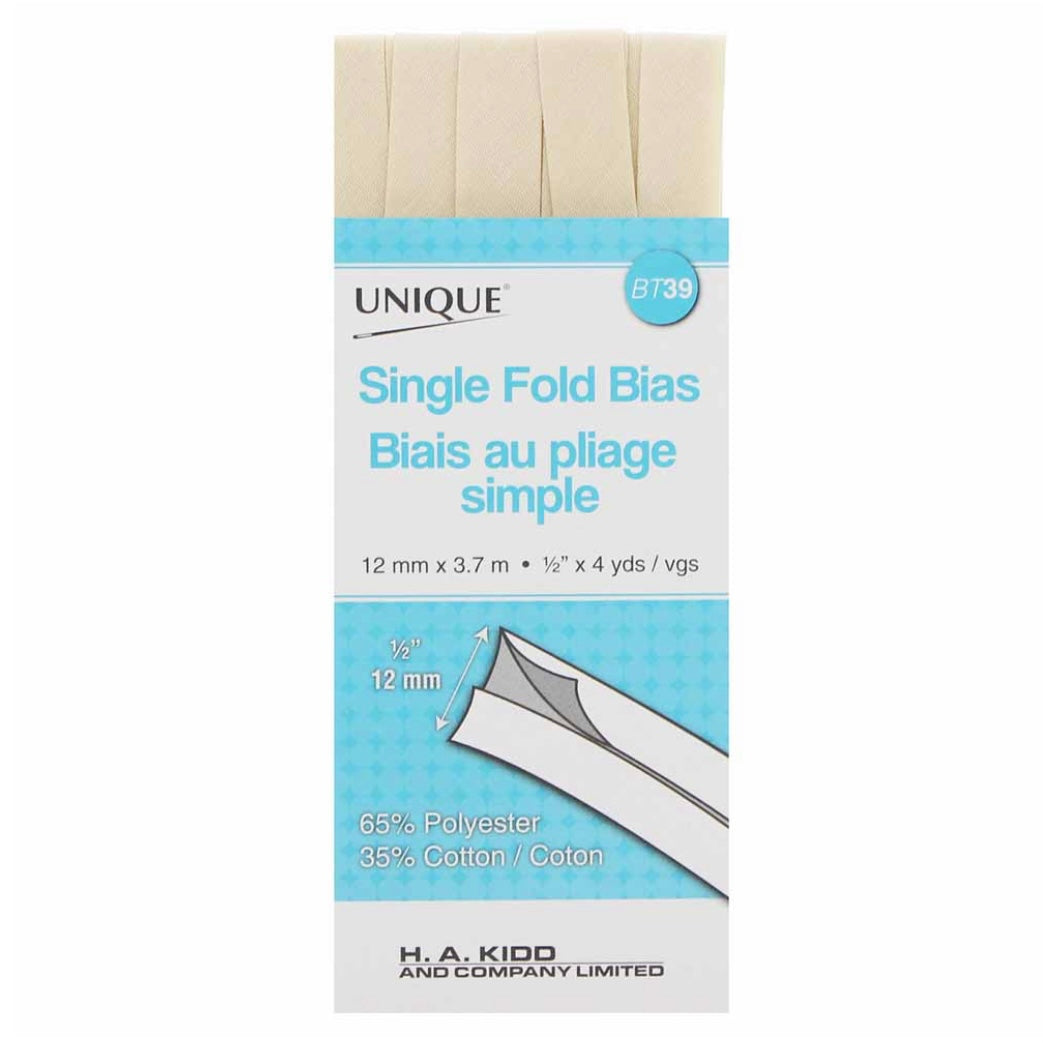 Single Fold Bias Tape - 12mm x 3.7m