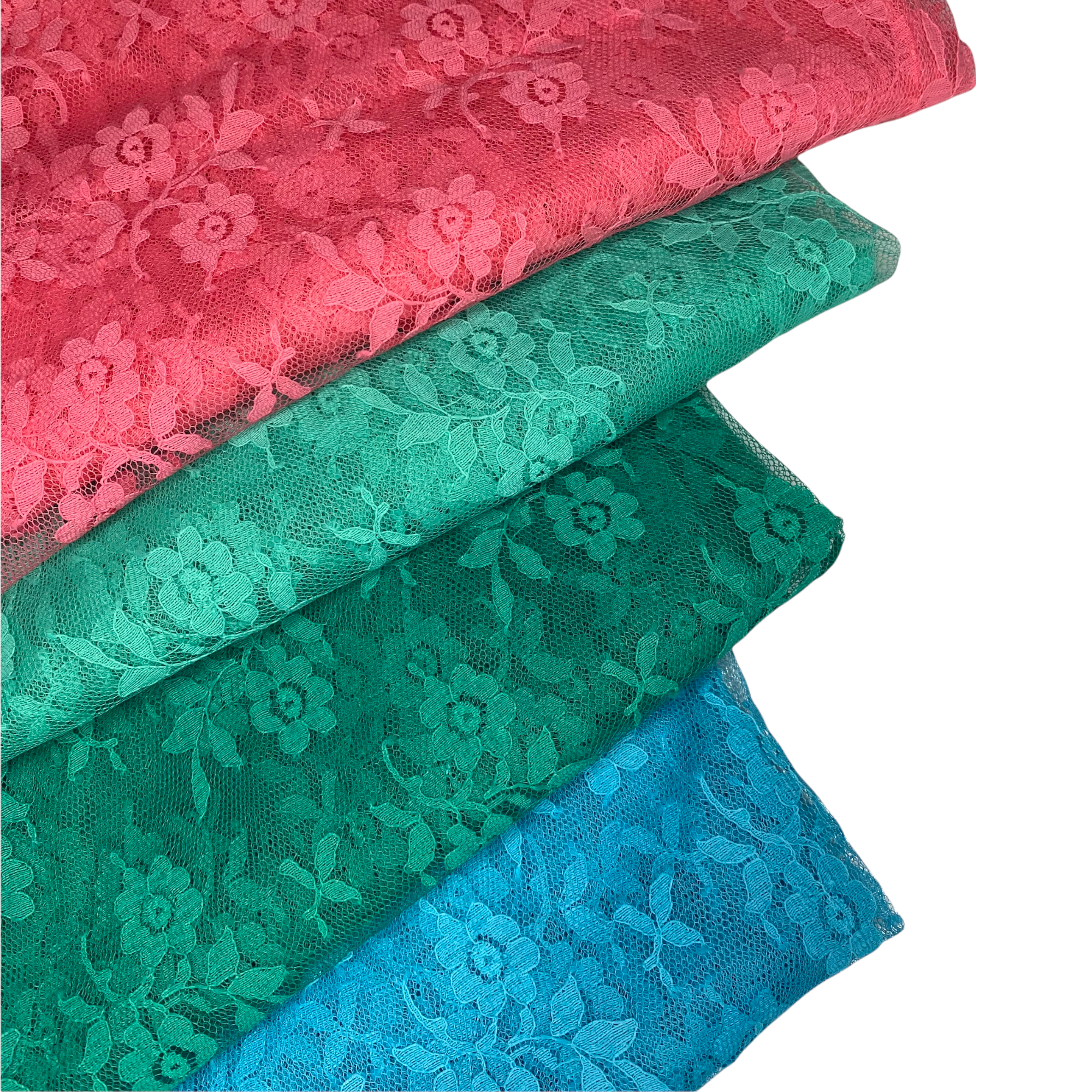 Scalloped Edged Floral Polyester Lace - 52” - Pink