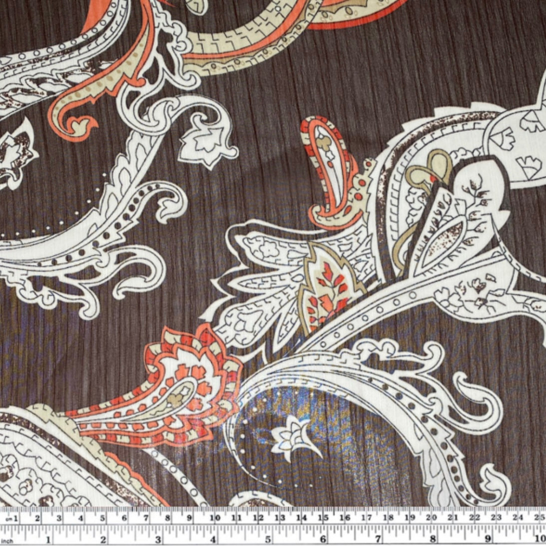 Paisley Crinkled Polyester Chiffon - 58” - Brown