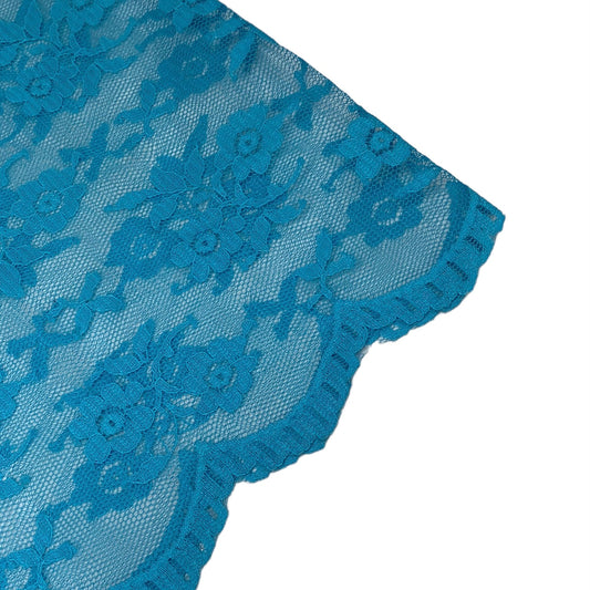 Floral Corded Lace with Scalloped Edges - Blue