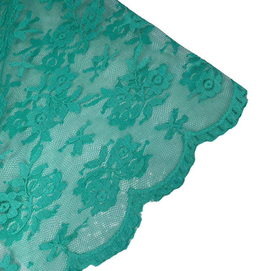 Floral Corded Lace with Scalloped Edges - Mint Green