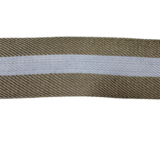 Italian Metallic Decorative Webbing - 60mm - Gold/White