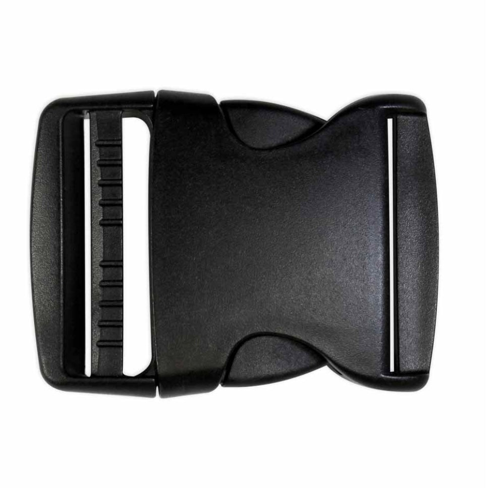 Single Adjust Parachute Buckle - Plastic - 50mm (2″) - Black