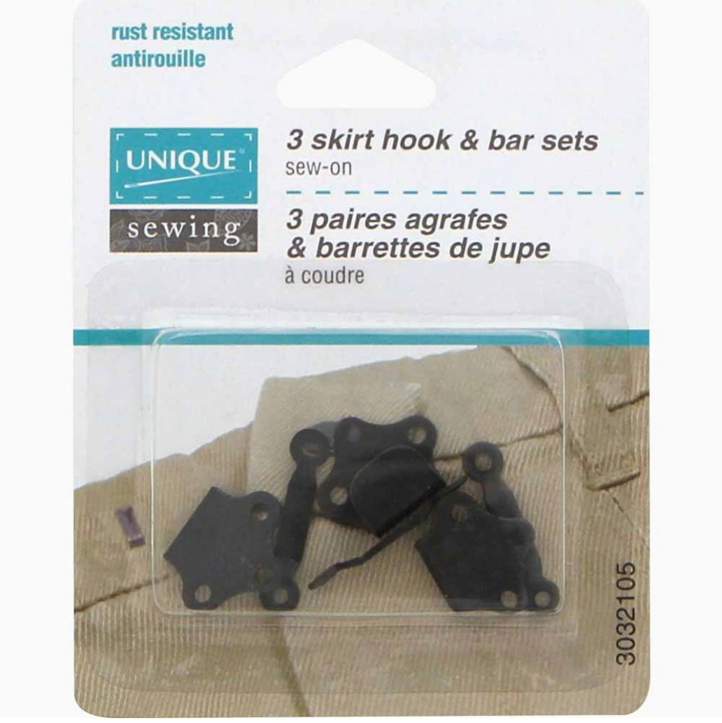 Skirt Hook & Bar Sets - Black - 3 sets