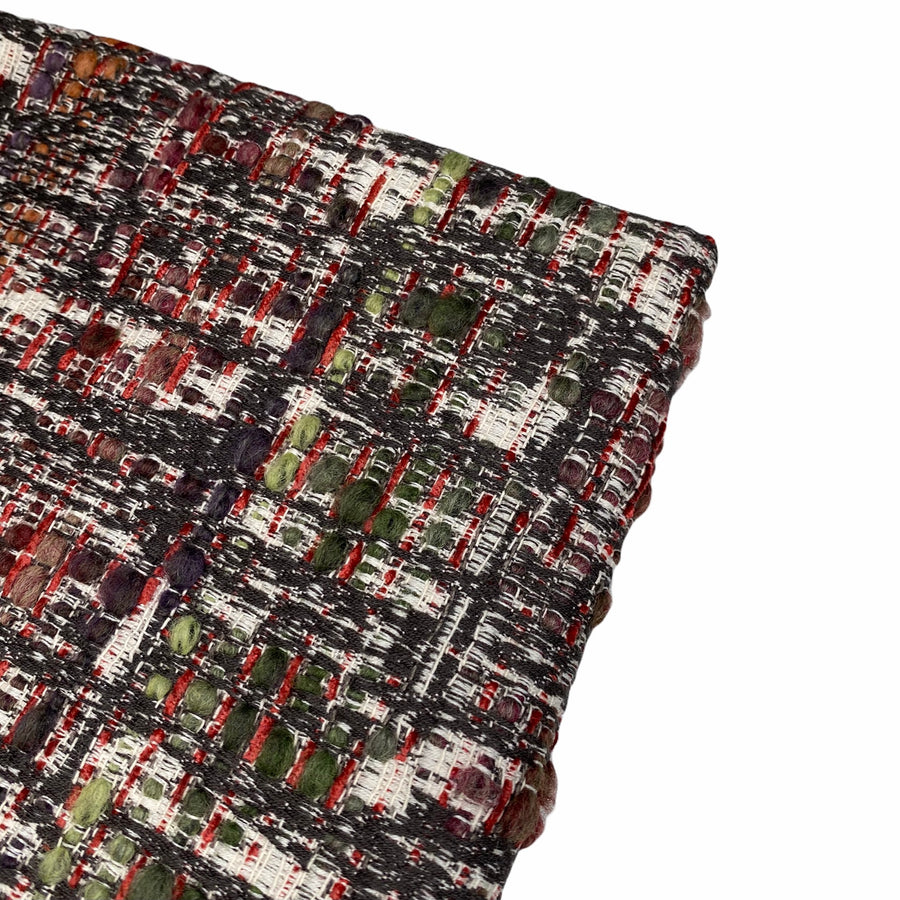 Boucle Upholstery Remnant - Rust/Green/Purple/Grey