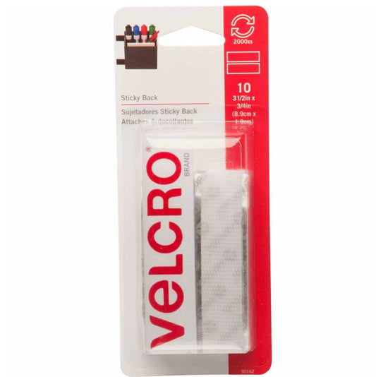 Sticky Back Strips - Velcro - 19mm x 9 cm - 10 pcs - White