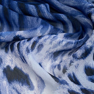 Striped Animal Print Polyester Chiffon - Striped Animal Print Blue
