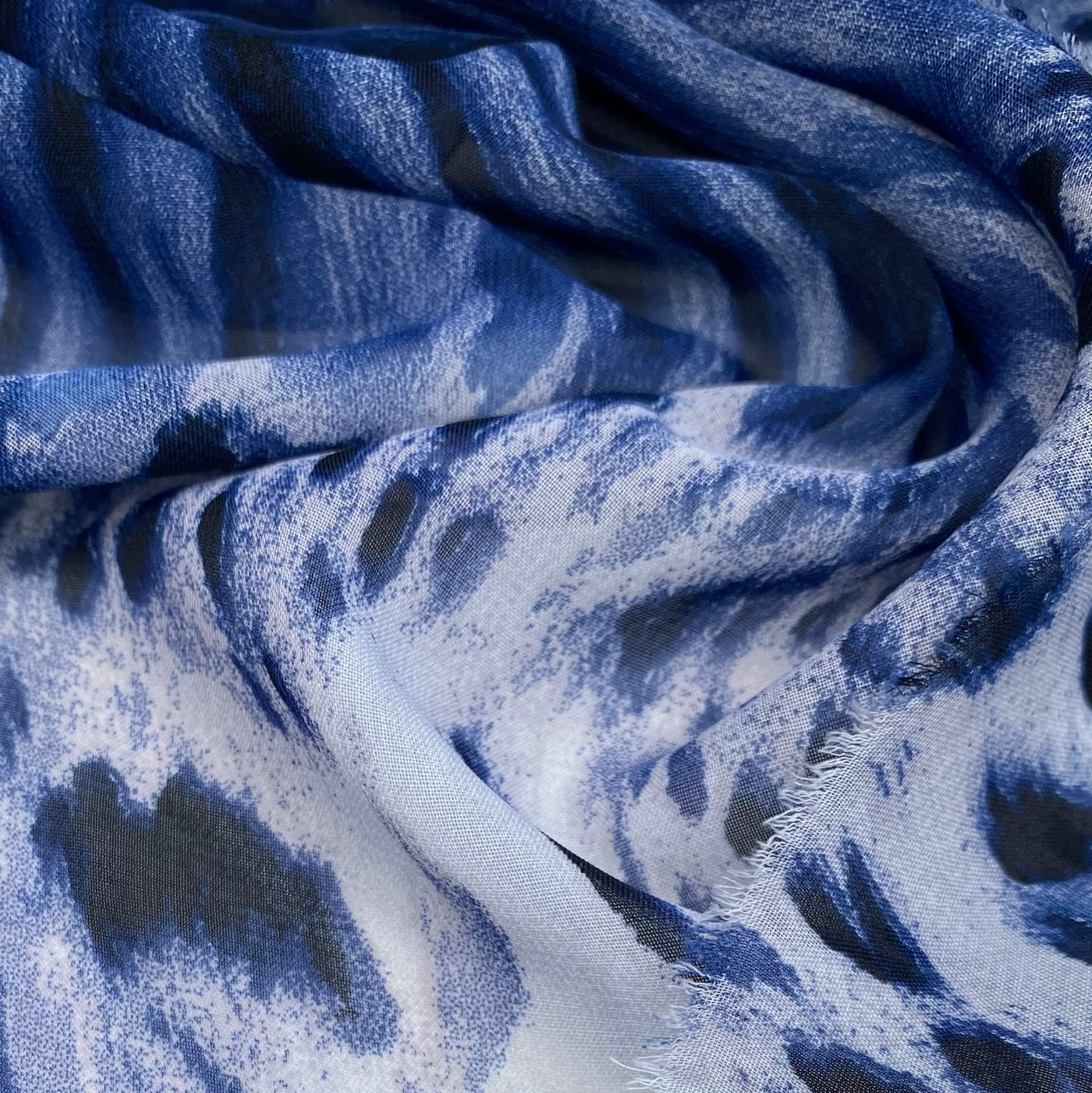 Striped Animal Print Polyester Chiffon - Striped Animal Print Blue