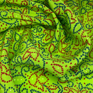 Floral Printed Polyester - 44” - Green/Blue/Red