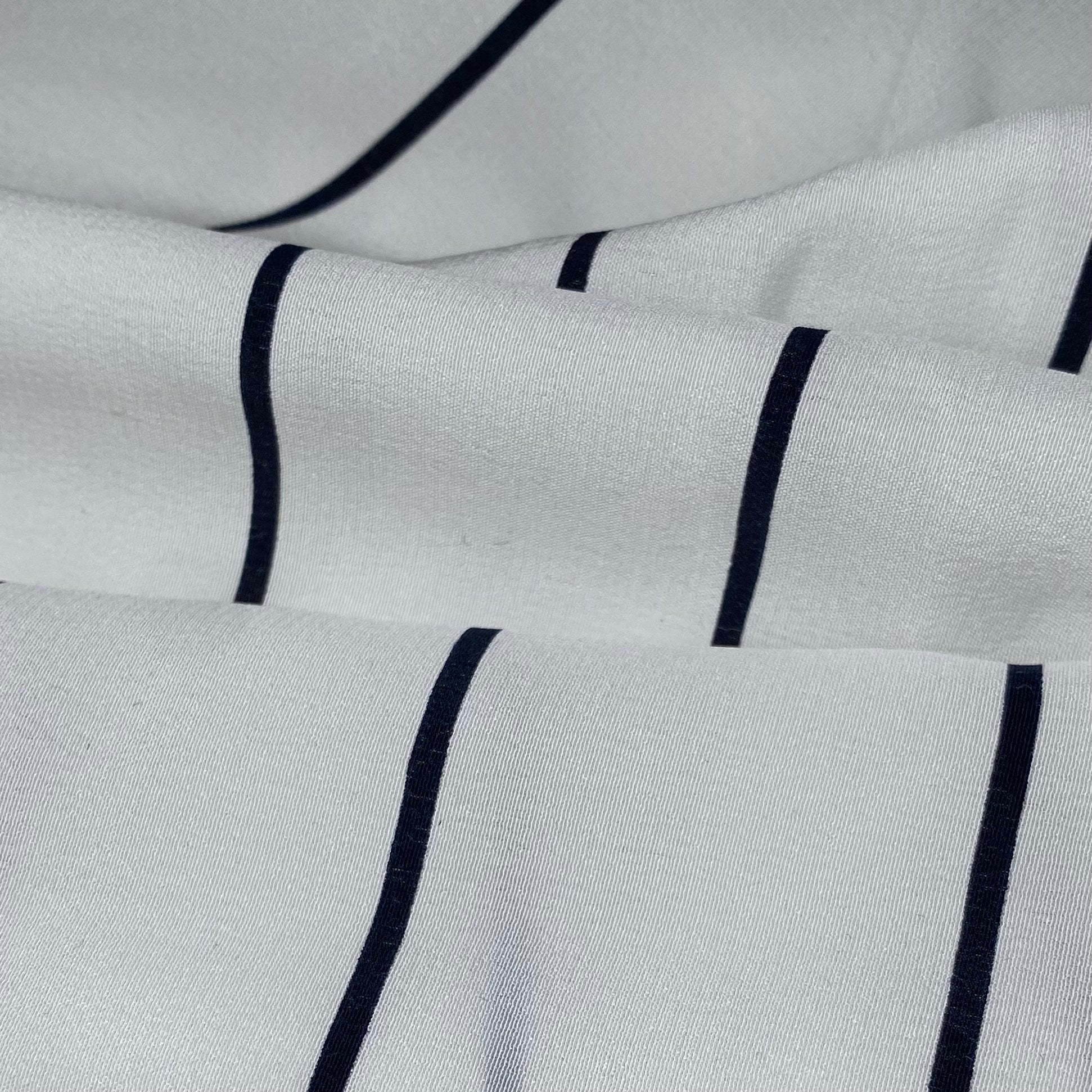 Striped Silk Georgette - White/Navy
